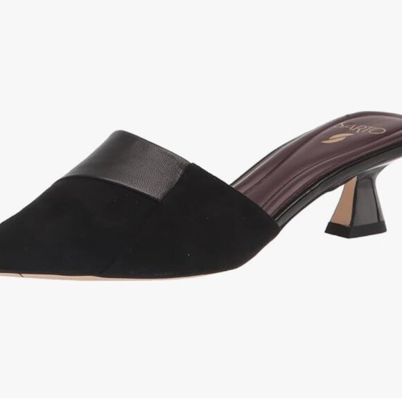 SARTO by Franco Sarto Dune pointed-toe kitten Black Leather & Suede Mules, 8M - Picture 2 of 9